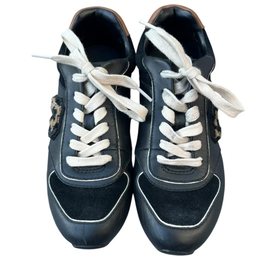 NEW- Coach Rebecca Varsity Black Suede Lace up Sneakers - Picture 5 of 14